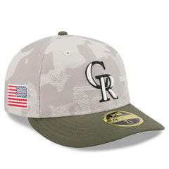 Colorado Rockies 2025 Armed Forces Day Low Profile 59FIFTY Fitted Hat Light Beige/Olive | New Era