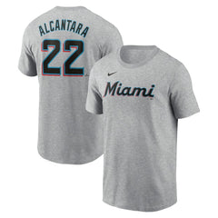Sandy Alcantara Miami Marlins Fuse Name & Number T-Shirt Heather Gray | Nike