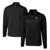 Los Angeles Dodgers Cutter & Buck Big & Tall Traverse Stripe Stretch DryTec Quarter-Zip Top Black