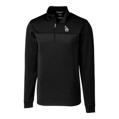 Los Angeles Dodgers Cutter & Buck Big & Tall Traverse Stripe Stretch DryTec Quarter-Zip Top Black