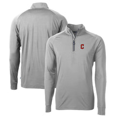 Cleveland Guardians Cutter & Buck Big & Tall Adapt Eco Knit Stretch Recycled Raglan DryTec Quarter-Zip Top Gray