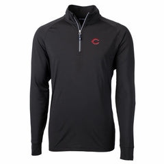 Cincinnati Reds Cutter & Buck Big & Tall Adapt Eco Knit Stretch Recycled Quarter-Zip Pullover Top Black