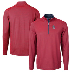 St. Louis Cardinals Cutter & Buck Big & Tall Virtue Eco Pique Micro Stripe Quarter-Zip Jacket Red
