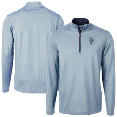 Kansas City Royals Cutter & Buck Virtue Eco Pique Micro Stripe Recycled Quarter-Zip Pullover Top Light Blue