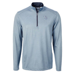 Tampa Bay Rays Cutter & Buck Virtue Eco Pique Micro Stripe Recycled Quarter-Zip Pullover Top Light Blue