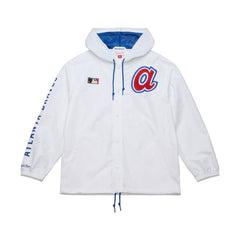 Atlanta Braves Vintage Full-Snap Hooded Coaches Jacket White | Mitchell & Ness