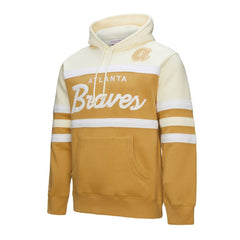 Atlanta Braves Head Coach Pullover Hoodie Tan/Cream | Mitchell & Ness