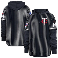 Minnesota Twins Pinstripe Double Header Pullover Hoodie Navy | 47 brand