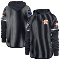Houston Astros Pinstripe Double Header Pullover Hoodie Navy | 47 brand