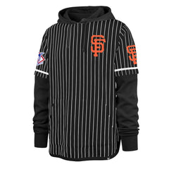 San Francisco Giants Pinstripe Double Header Pullover Hoodie Black | 47 brand