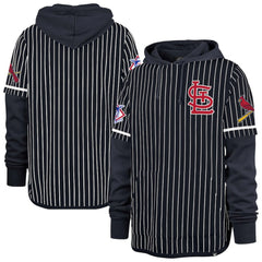St. Louis Cardinals Pinstripe Double Header Pullover Hoodie Navy | 47 brand