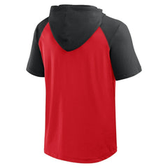 New Jersey Devils Logo Athletic Prime Raglan Short Sleeve Pullover Hoodie Red