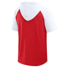 Detroit Red Wings Logo Athletic Prime Raglan Short Sleeve Pullover Hoodie Red