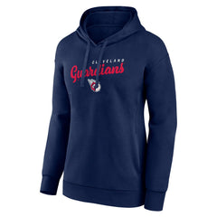 Cleveland Guardians Logo Athletic Women's Logo Triumphant V-Neck Pullover Hoodie Navy