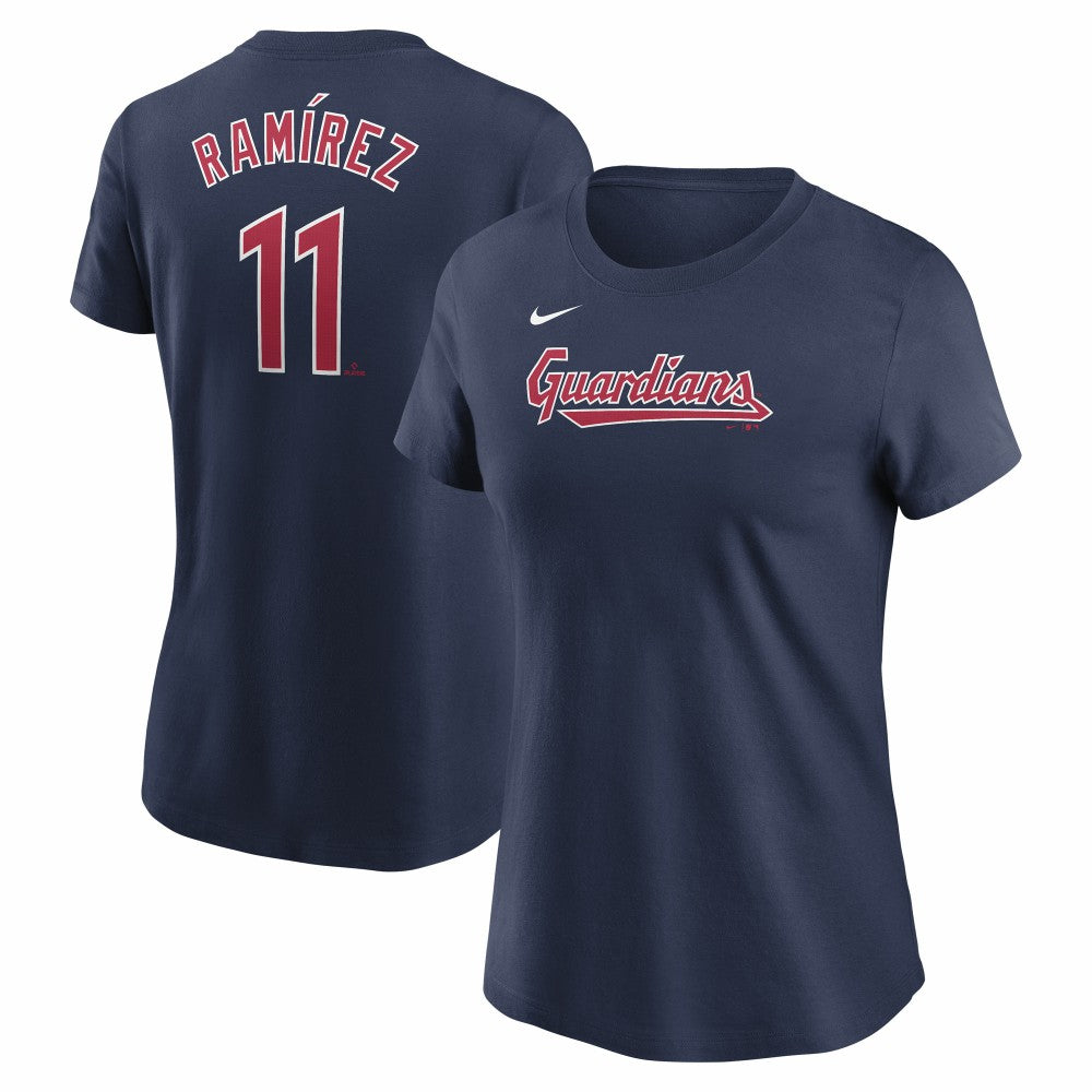 José Ramírez Cleveland Guardians Women's Cooperstown Collection Fuse Name & Number T-Shirt Navy | Nike