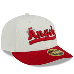 Los Angeles Angels City Connect Batting Practice Low Profile 59FIFTY Fitted Hat Cream/Red | New Era