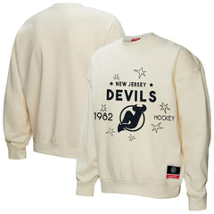 New Jersey Devils Mitchell & Ness Women's Logo 3.0 Pullover Sweatshirt Cream