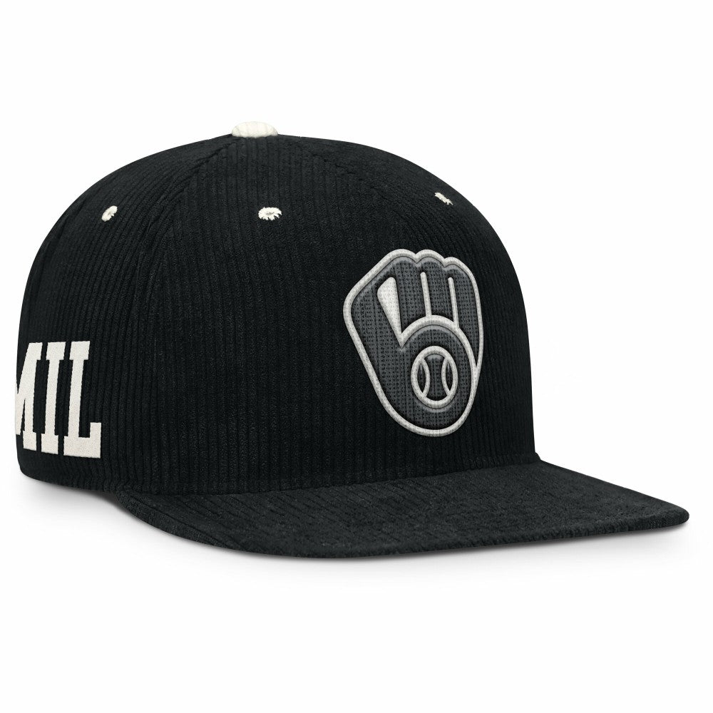 Milwaukee Brewers Pro Corduroy Structured Snapback Hat Black | Nike