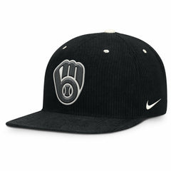 Milwaukee Brewers Pro Corduroy Structured Snapback Hat Black | Nike
