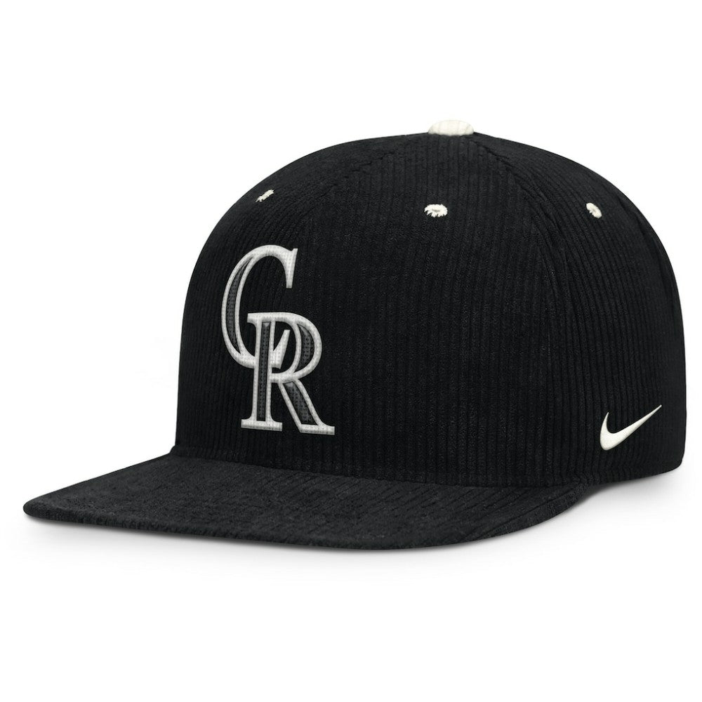 Colorado Rockies Pro Corduroy Structured Snapback Hat Black | Nike