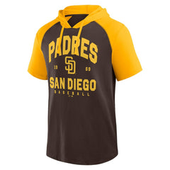 San Diego Padres Logo Athletic Prime Raglan Short Sleeve Hoodie T-Shirt Brown