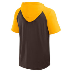 San Diego Padres Logo Athletic Prime Raglan Short Sleeve Hoodie T-Shirt Brown