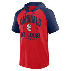 St. Louis Cardinals Logo Athletic Prime Raglan Short Sleeve Hoodie T-Shirt Red