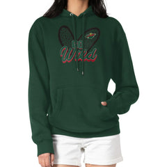 Minnesota Wild G-III 4Her by Carl Banks Women's Animal Print Heart Fleece Pullover Hoodie Green