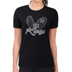 Los Angeles Kings G-III 4Her by Carl Banks Women's Super-Slim Fit Lightweight Animal Print Heart T-Shirt Black