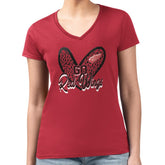 Detroit Red Wings G-III 4Her by Carl Banks Women's Super-Slim Fit Lightweight Animal Print Heart V-Neck T-Shirt Red