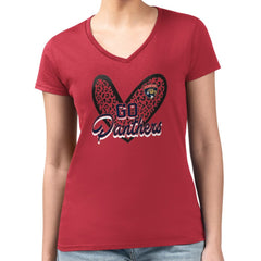 Florida Panthers G-III 4Her by Carl Banks Women's Super-Slim Fit Lightweight Animal Print Heart V-Neck T-Shirt Red