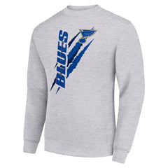 St. Louis Blues Starter Color Scratch Pullover Sweatshirt Heather Gray