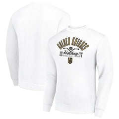 Vegas Golden Knights Starter Stick And Puck Logo Fleece Pullover Sweatshirt White