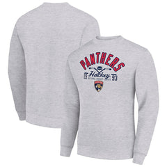Florida Panthers Starter Stick And Puck Logo Fleece Pullover Sweatshirt Heather Gray