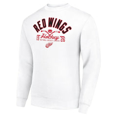 Detroit Red Wings Starter Stick And Puck Logo Fleece Pullover Sweatshirt White