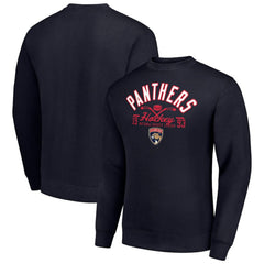 Florida Panthers Starter Stick And Puck Logo Fleece Pullover Sweatshirt Navy