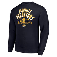 Nashville Predators Starter Stick And Puck Logo Fleece Pullover Sweatshirt Navy