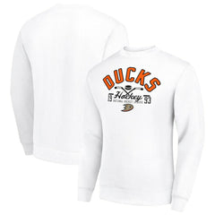 Anaheim Ducks Starter Stick And Puck Logo Fleece Pullover Sweatshirt White