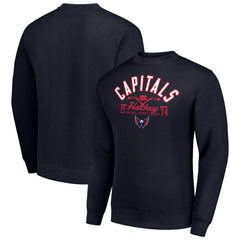 Washington Capitals Starter Stick And Puck Logo Fleece Pullover Sweatshirt Navy