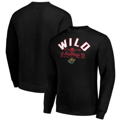 Minnesota Wild Starter Stick And Puck Logo Fleece Pullover Sweatshirt Black