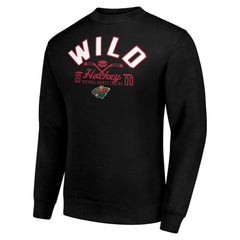 Minnesota Wild Starter Stick And Puck Logo Fleece Pullover Sweatshirt Black