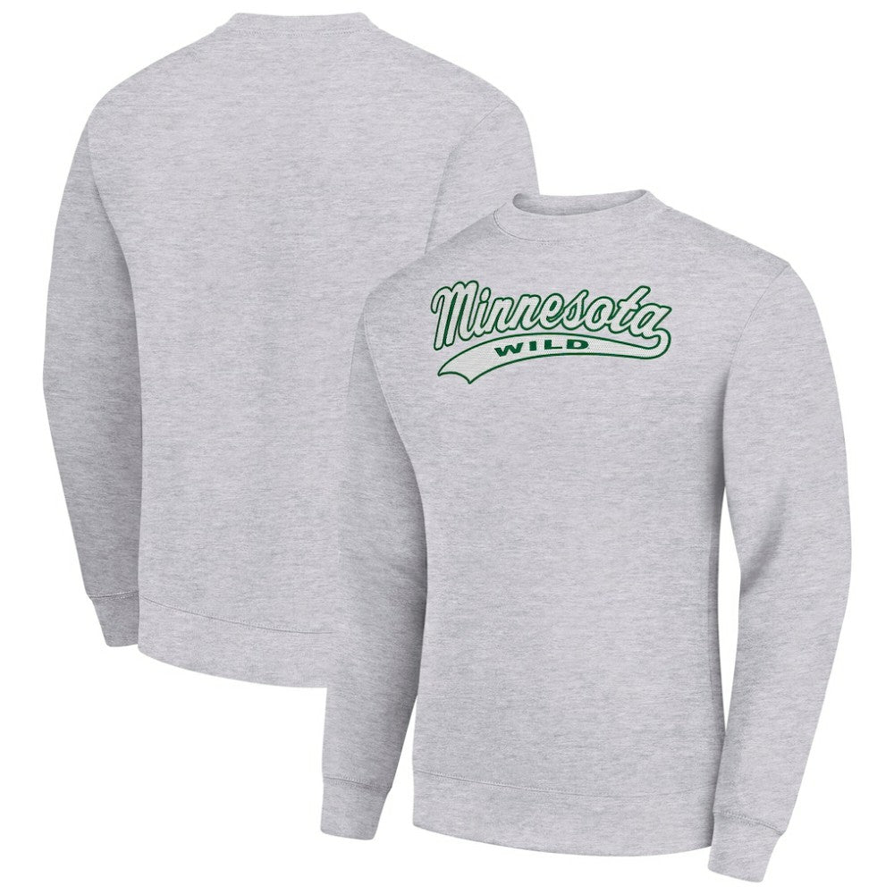 Minnesota Wild Starter Tailsweep City Pullover Sweatshirt Heather Gray