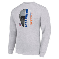 New York Islanders Starter Half Helmet Team Logo Pullover Sweatshirt Heather Gray