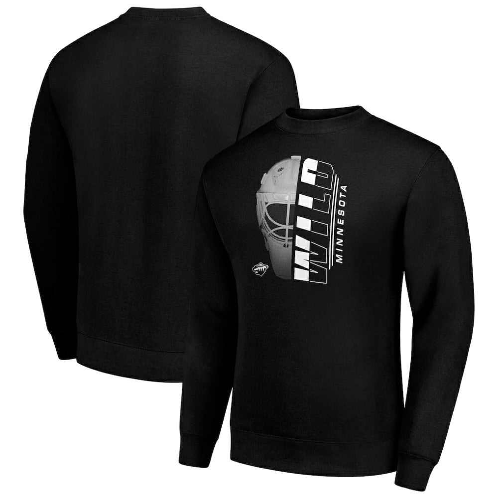 Minnesota Wild Starter Half Helmet Team Logo Pullover Sweatshirt Black