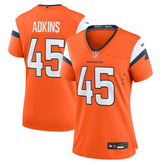 Nate Adkins Denver Broncos Women's Team Game Jersey - Orange
