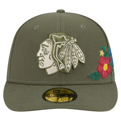 Chicago Blackhawks New Era Tonal Florals 59FIFTY Fitted Hat Olive