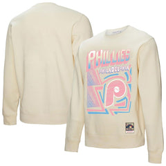 Philadelphia Phillies Sidewalk Sketch Pullover Sweatshirt Cream | Mitchell & Ness