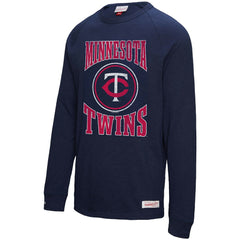 Minnesota Twins Arched Logo Slub Long Sleeve T-Shirt Navy | Mitchell & Ness