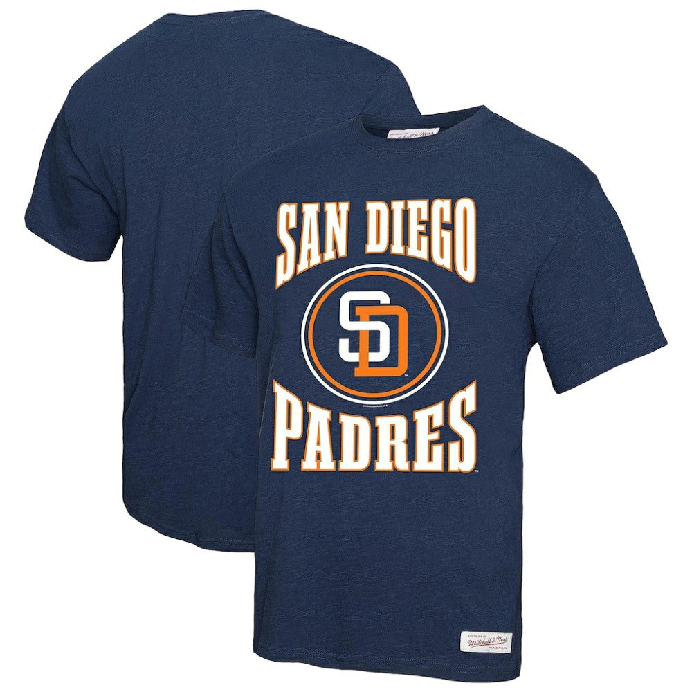 San Diego Padres Arched Logo Slub T-Shirt Navy | Mitchell & Ness
