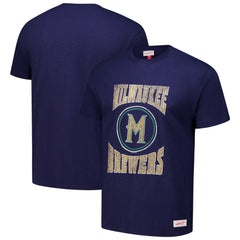 Milwaukee Brewers Arched Logo Slub T-Shirt Navy | Mitchell & Ness